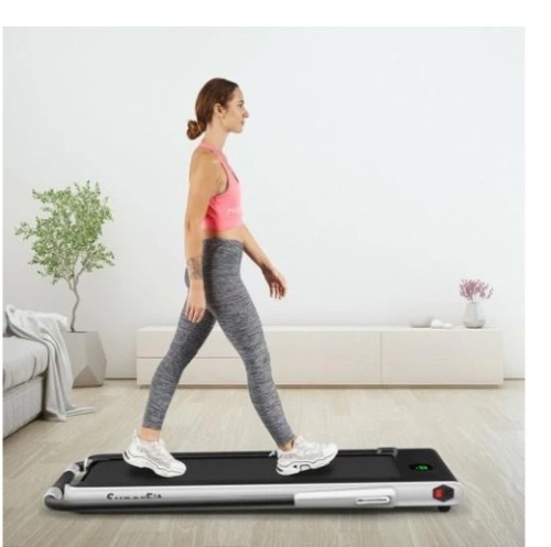 2-in-1 Folding Treadmill with RC Bluetooth Speaker LED Display, Untested, Appears New, Box Damaged - Lot 32