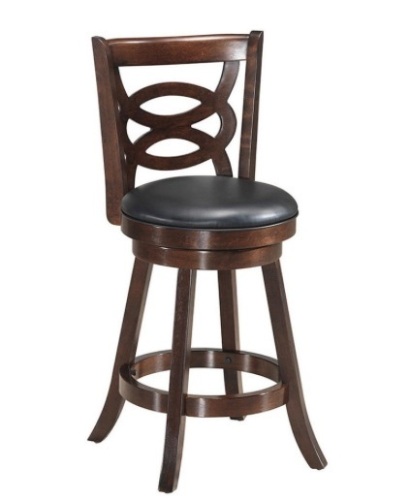 Counter Height Upholstered Espresso Swivel Dining Chair-24", Appears New - Lot 365