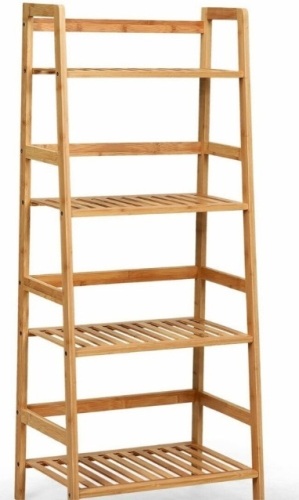 4-Tier Bamboo Ladder Shelf-Natural, Appears New - Lot 317