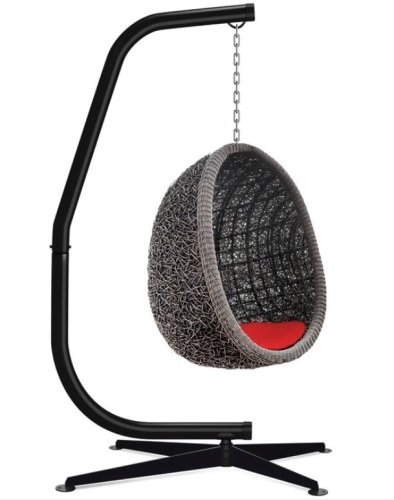 Curved Hanging Hammock C-Stand w/ All-Weather, Steel Frame - Stand Only, Appears New/Damaged Box - Lot 335