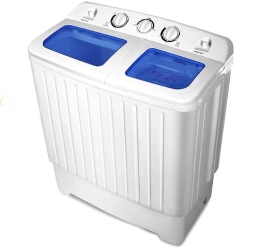 17.6 lbs Compact Twin Tub Spin Washing Machine Dryer, Powers On, Appears New/Damaged Box - Lot 359