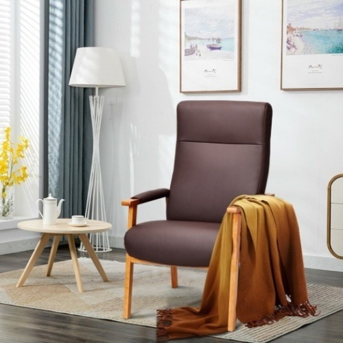 Pu Leather Arm Chair Lounge High Back Solid Wood Frame, Appears New - Lot 248