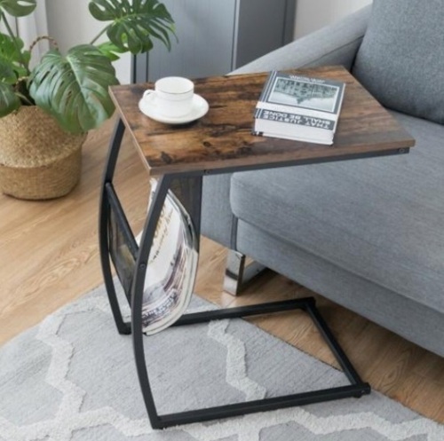 C-Shaped End Side Sofa Table Vintage Accent Snack, Appears New - Lot 218