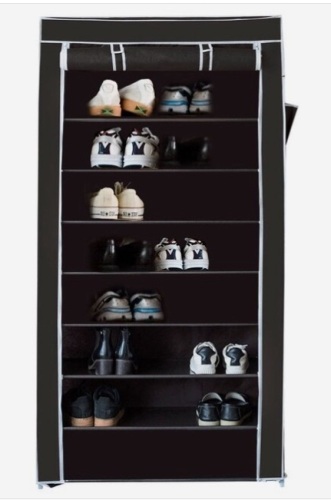 10-Tier Shoe Tower Rack With Fabric Cover 27-Pair Space Saving Organizer Black, Appears New - Lot 479