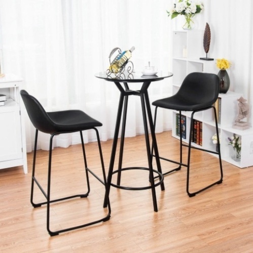 2-Set Pu Leather Pub Barstools Side Chairs With Backrest, Appears New/Box Damaged - Lot 483