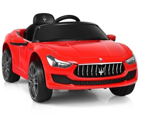 12V Maserati Licensed Kids Ride On Car RC Remote Control w/ LED Lights Music Red, Appears New, Untested, Box Damaged - Lot 463