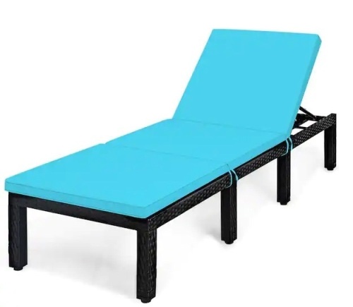 Removable Cushions Wicker Outdoor Lounge Chair with Turquoise, Appears New - Lot 473