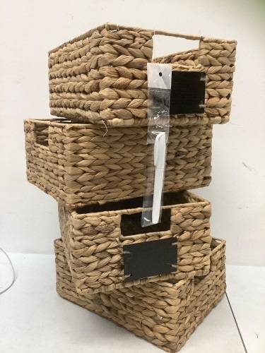 BCP, SKY6363, Set of 4 Natural Baskets w/ Chalkboard Fronts & Chalk Pen - Lot 221