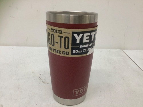 Yeti Rambler, 20 oz. Tumbler, Burgundy, No Lid - Lot 263