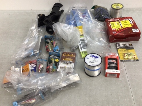 Lot of (20) Fishing Accessories - Line, Lures, Rod Holder - Lot 275