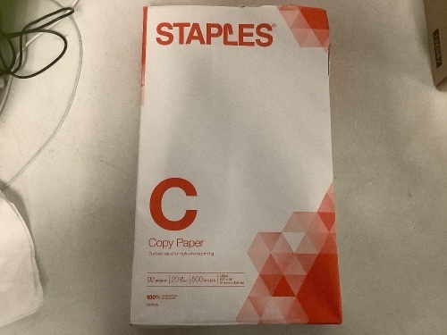 Lot of 10, Staples Brand, Legal Size Copy Paper, 20 Lb., 500 Sheets per Reem - Lot 238