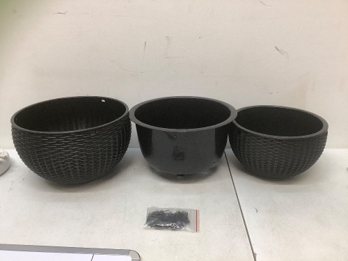 Vivosun, Hanging Planters, Set of 3, Black - Lot 192