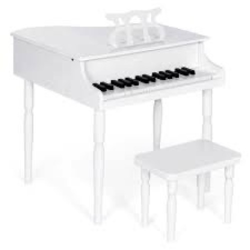 Kids Mini Wooden Grand Piano w/ Lid, Bench, Music Rack, Song Book, Stickers - Lot 4120