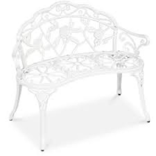 Steel Garden Bench Outdoor Patio Furniture w/ Floral Rose Accent - 39in - Lot 4134