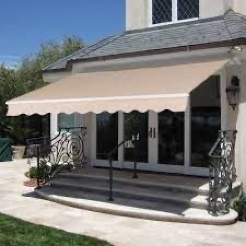 Retractable Patio Awning Cover w/ Aluminum Frame, Crank Handle - 98x80in - Lot 4140