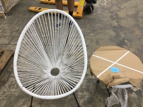 2-Piece All-Weather Patio Acapulco Bistro Set w/ Rope, Glass Top Table - Lot 4187