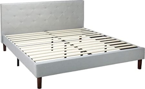 ZINUS Shalini Upholstered Platform Bed Frame / Mattress Foundation / Wood Slat Support / No Box Spring Needed / Easy Assembly, Sage Grey, King - Lot 4190