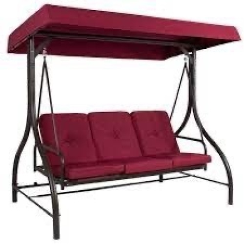 3-Seat Outdoor Canopy Swing Glider Furniture w/ Converting Flatbed Backrest - Lot 4168