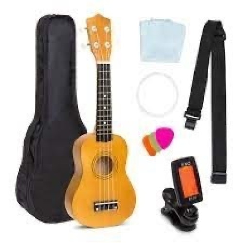 Acoustic Soprano Basswood Ukulele Starter Kit w/ Bag, Strap, Tuner - 21in - Lot 4219
