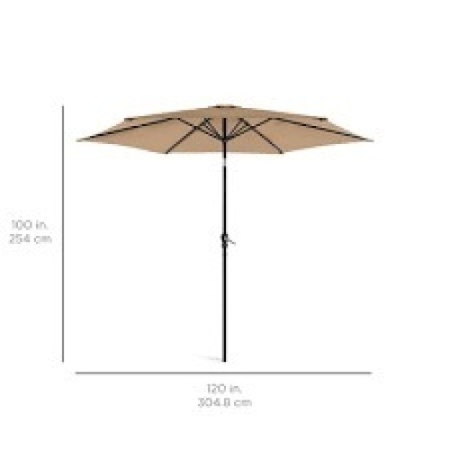 Outdoor Steel Market Patio Umbrella Decoration w/ Tilt, Crank Lift - 10ft - Lot 4237