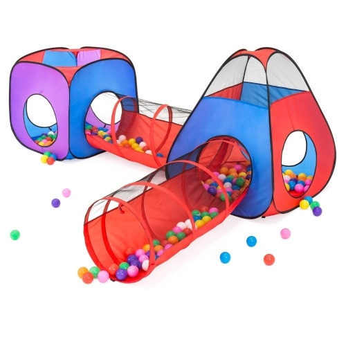 Best Choice Products 4-in-1 Kids Multicolor Ball Pit Tent Play Set w/ 200 Balls, 2 Tunnels, 2 Tents, Storage Bag - Lot 42