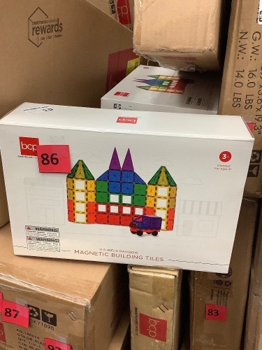 110 Piece Rainbow Magnetic Building Tiles - Lot 86