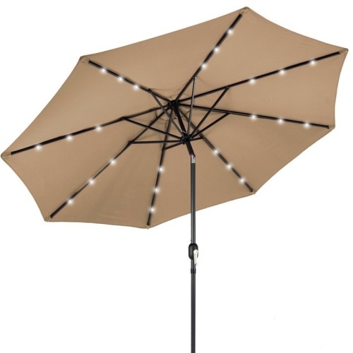 Solar LED Lighted Patio Umbrella w/ Tilt Adjustment, UV-Resistance - 10ft - Lot 447