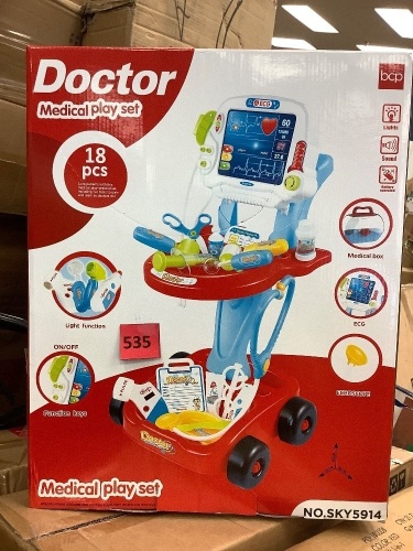 Play Doctor Kit for Kids, Boys & Girls with 17 Accessories, Mobile Cart - Lot 535