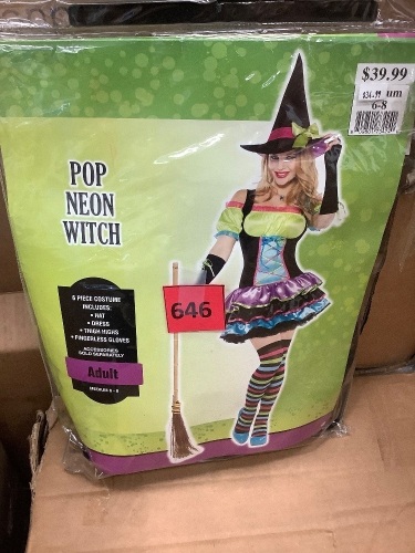 Adult Pop Neon Witch Costume - Lot 646