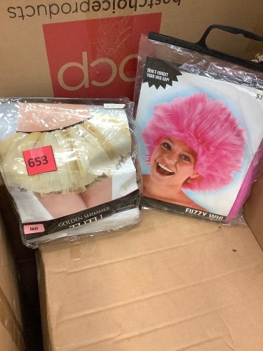 Adult Golden Tutu and Fuzzy Wig - Lot 653