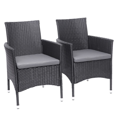 2pcs Patio Dining Chairs Rattan Sofa Black, For Outdoor, Garden - Lot 674