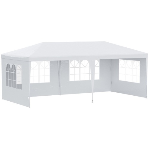 10' x 20' Gazebo Canopy Tent with 4 Removable Window Side Walls - White - Lot 680