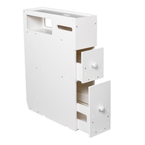 Multiple Function Bath Toilet Cabinets Stand Storage with Drawers,20.47" x 6.3" x 27.56",White - Lot 682