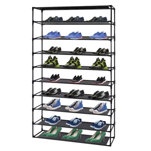 Oversize 10-Tier Shoe Rack Shelf 50 Pairs Shoe Storage Organizer Removable Entryway Shoe Shelf Shoe Tower Stand for Closet Bedroom Dorm, Large Size, Black - Lot 685