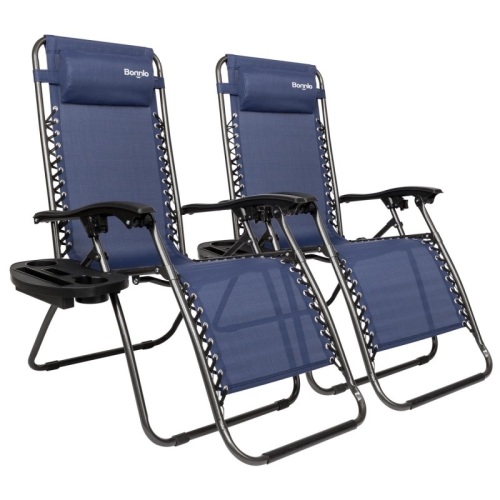 2 Pieces Zero Gravity Chairs,Patio Folding Lounge Chair Recliners - Lot 692