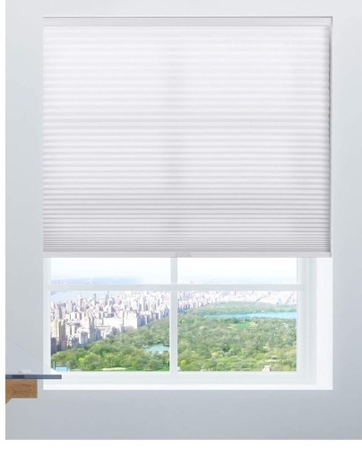 Calyx Interiors Cordless Honeycomb 9/16- Inch Cellular Shade, 34-Inch Width by 60-Inch Height, Light Filtering White, Like New, Retail - $34.46 - Lot 27