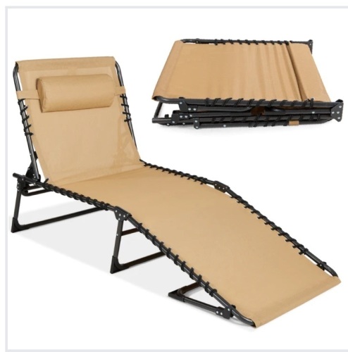 Portable Patio Chaise Lounge Chair Outdoor Recliner w/ Pillow, Like New, retail - $79.99 - Lot 94