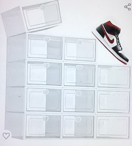 Madala High Shoe Storage Cabinet, 12 Packs Large ShoeOrganizer for Closet, Clear Shoe Boxex Clear Plastic Stackable,Drawer Type Front Opening Shoe Box, Shoe Holder StackableStorage Bins Shoe Containers, Like New, Retail - $59.99 - Lot 101