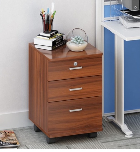 K-COON Brown 3 Drawer Rolling Wood File Cabinet with Locking Wheels, HomeOffice Portable Vertical Mobile Wooden Lateral File Cabinet for Home and Office, Like New, Retail - $190.80 - Lot 139