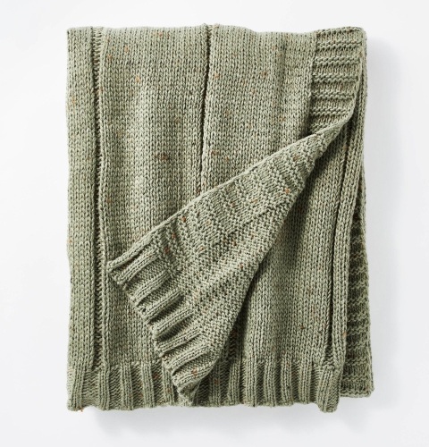 Woven Striped Knit Nep Throw Blanket Green - Threshold designed with Studio McGee, Like New, Retail - $30 - Lot 141