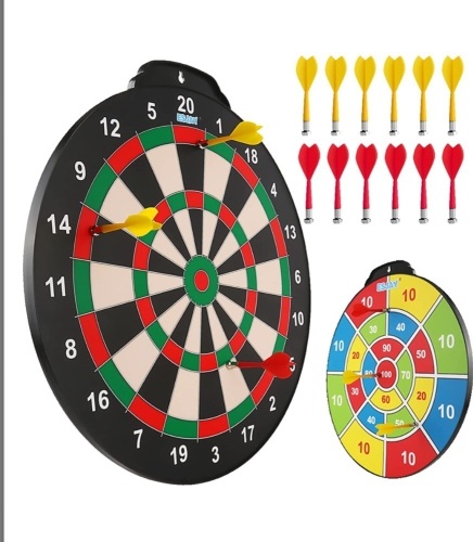 18 inch Magnetic Dart Board Set for Kids, Indoor Outdoor Game Dart Game with 12 Darts, Dartboard Toys, Like New, Retail - $32.98 - Lot 143