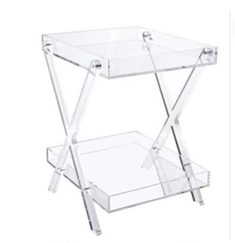 LIKENOW Furniture Acrylic Rectangular Tray Table with 2-Tier Storage,Clear, Modern, Assemble, 20x18inch, High 24 Inch, 16.5 LBS, Like New, Retail - $249.99 - Lot 146