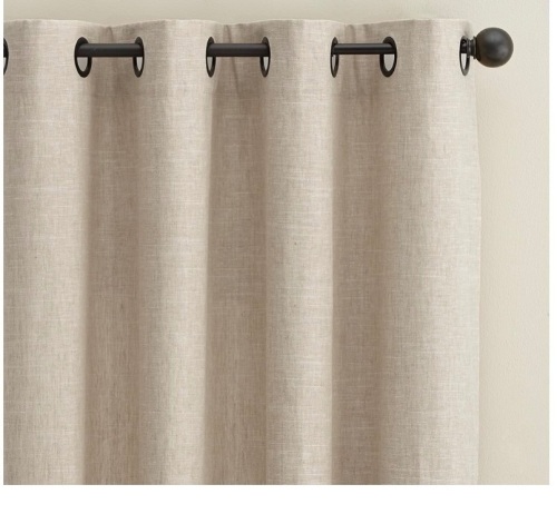 Emery Linen Antique Bronze Grommet Blackout Curtain, 50 x 84" White, Like New, Retail - $199 - Lot 180