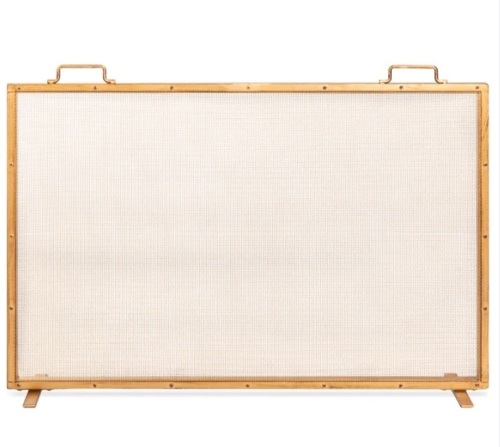 Single Panel Handcrafted Steel Mesh Fireplace Screen w/ Handles - 38x27in, Like New, Retail - $59.99 - Lot 188