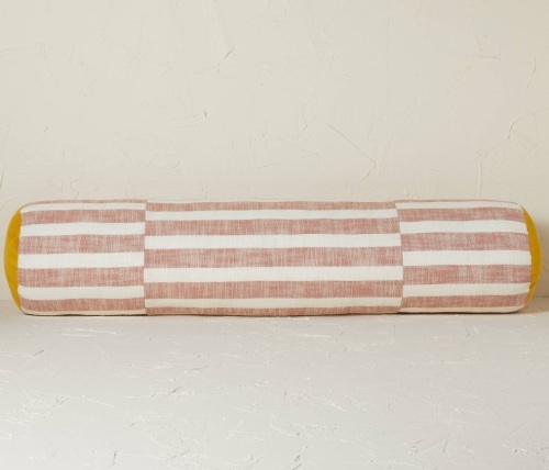 Oversized Bolster Woven Uneven Stripe Decorative Throw PillowTerracotta - Opalhouse' designed with Jungalow, Like New, Retail - $30 - Lot 198