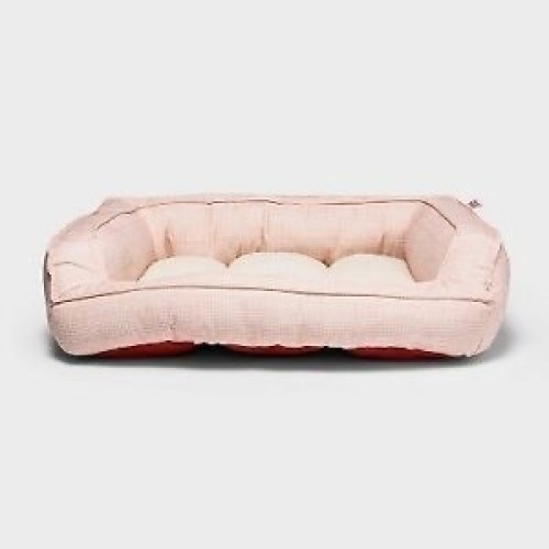 Blush Tweed Print Pillow Couch Dog Bed M - Boots & Barkley, Like New, Retail - $16.99 - Lot 206