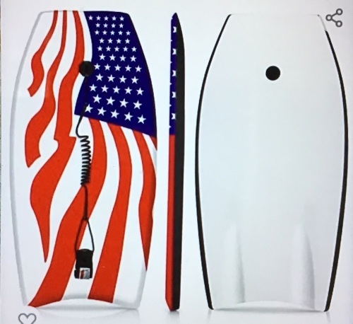 STIVIN Bodyboards Lightweight 33/37 Inch American FlagStyle Body Board with Coiled Ropes, Comfortable EPS CoreIXPE Deck PP Slip Bottom Bodyboard for Beach River OceanPool Surfing, Adults/Kids, Like New, Retail - $32.99 - Lot 275