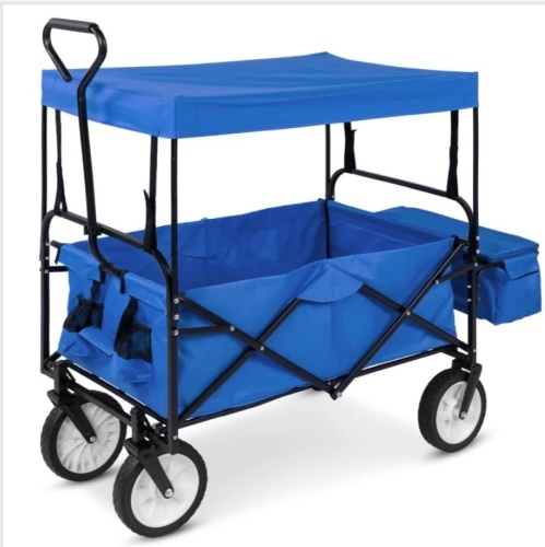Utility Wagon Cart w/ Folding Design, 2 Cup Holders, RemovableCanopy, Like New, Retail - $89.99 - Lot 279