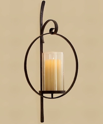Artisanal Circular Wall-Mount Candle Sconce, Iron, Like New, Retail - $89 - Lot 292