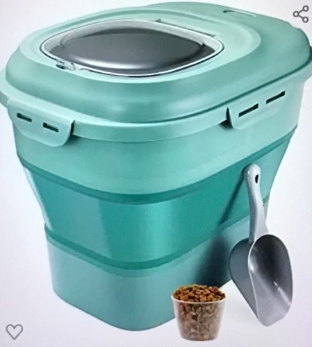 Collapsible Dog Food Storage Container, Lockcoo AirtightSealed Pet Food Container with Measuring Scoop & Wheels,30 lb Large Plastic Dog Cat Food Storage Containers Bin forDog Treats, Like New, Retail - $42.99 - Lot 322